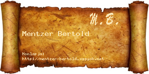 Mentzer Bertold névjegykártya